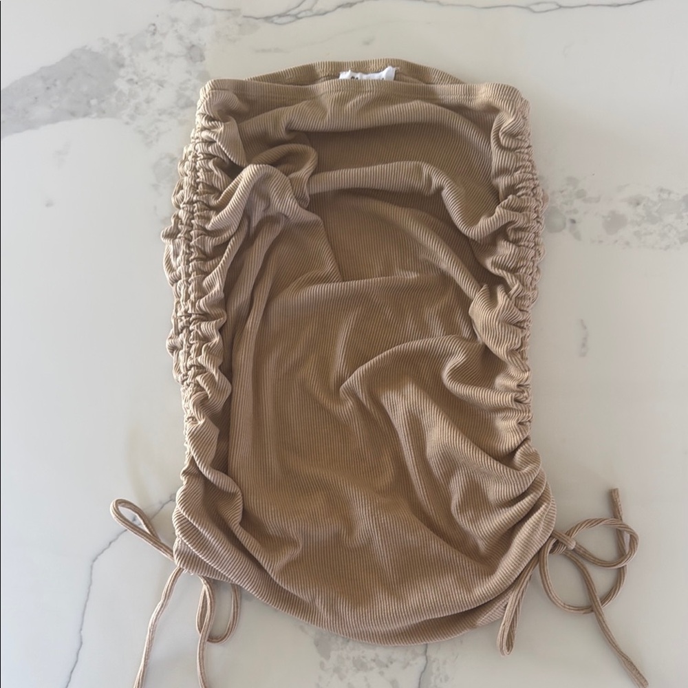 Princess Polly beige skirt with Side Ruching size 2